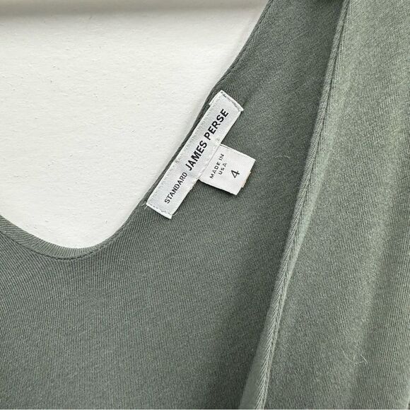 James Perse Long Sleeve Dress in Olive Green - Picture 4 of 7